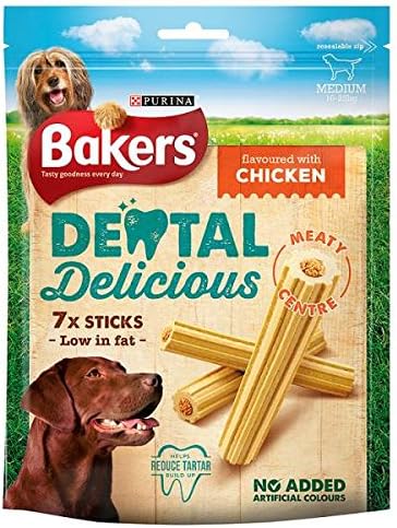 Bakers Dental Delicious with Chicken Medium Dog Treats 7 per pack Case of 6