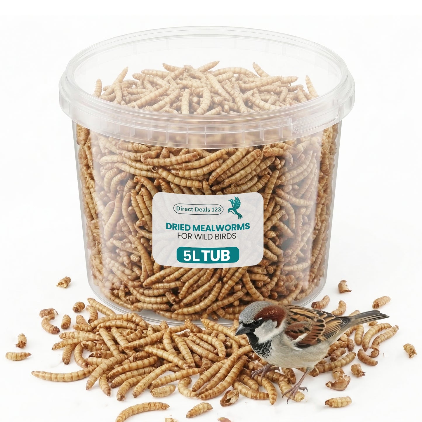 5L TUB Direct Deals 123 High-Energy Meal Worms for Wild Birds