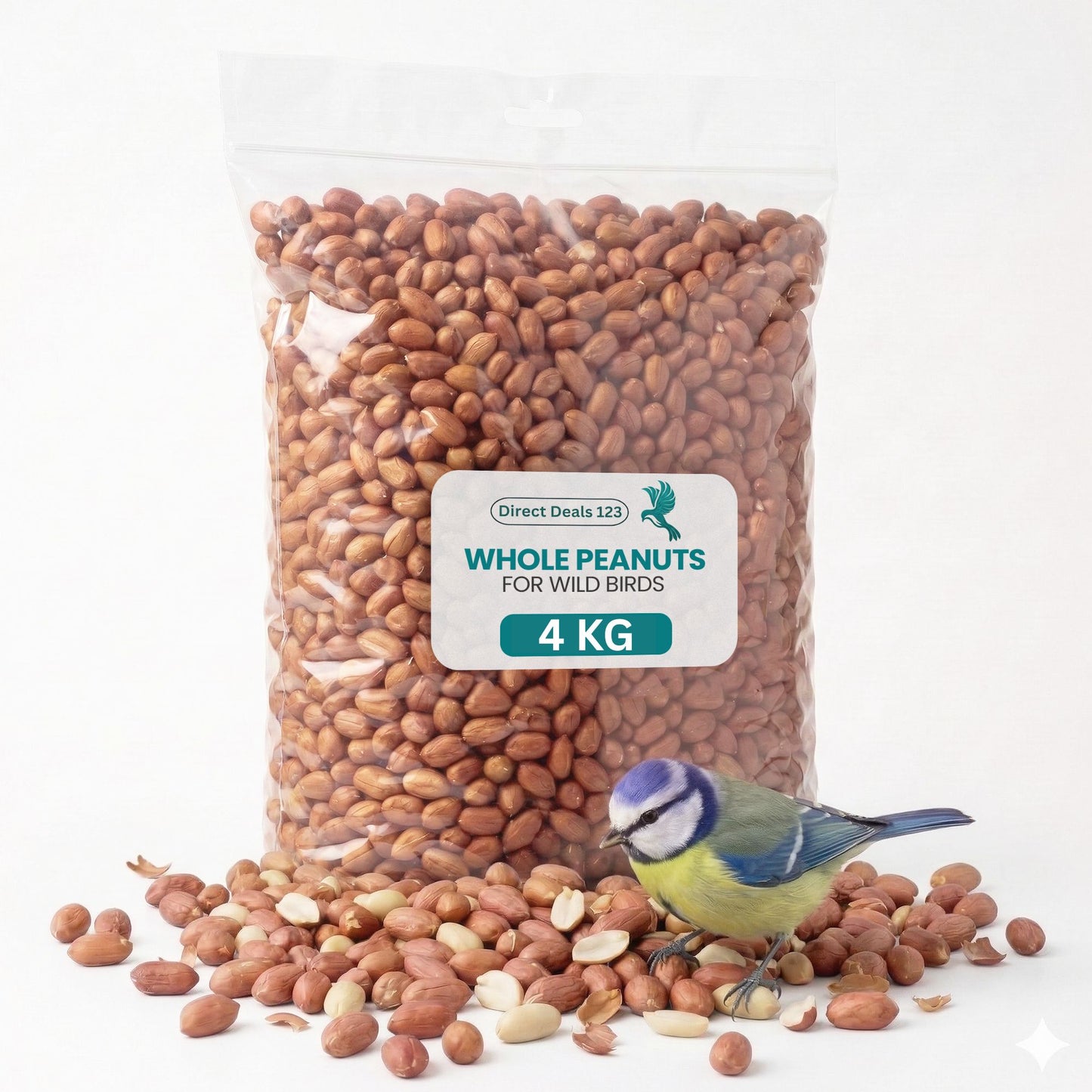 4KG BAG Direct Deals 123 High-Energy Peanuts Whole for Wild Birds