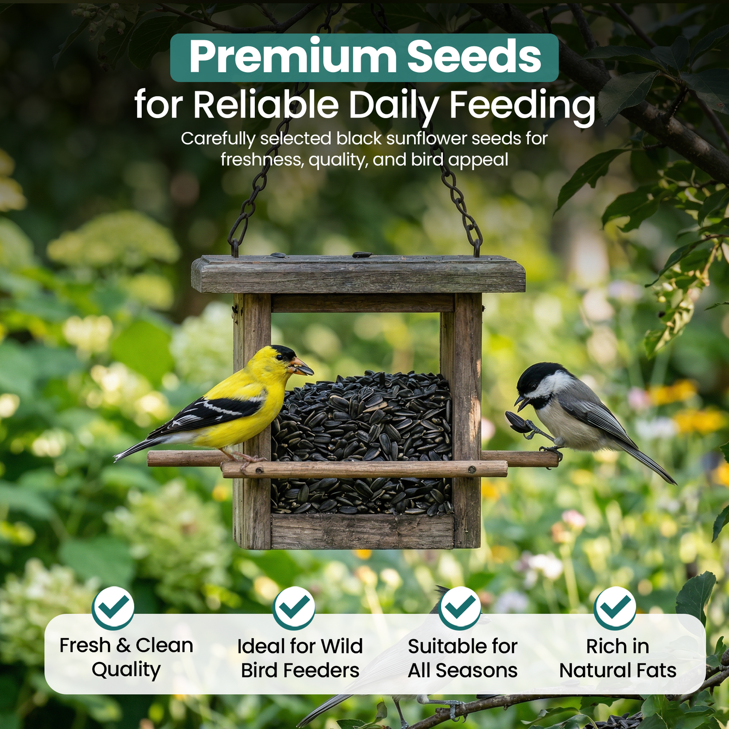 10KG BAG Direct Deals 123 High-Energy Black Sunflower Seeds for Wild Birds