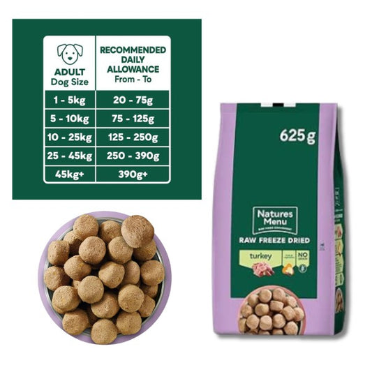 Natures Menu Freeze Dried Complete & Balanced Nuggets - Turkey - 625g