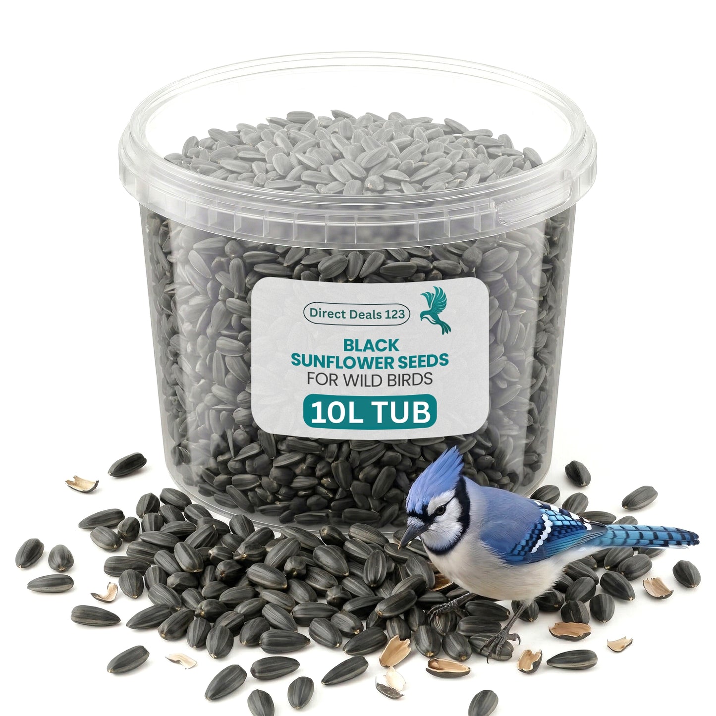 10L TUB Direct Deals 123 High-Energy Black Sunflower Seeds for Wild Birds