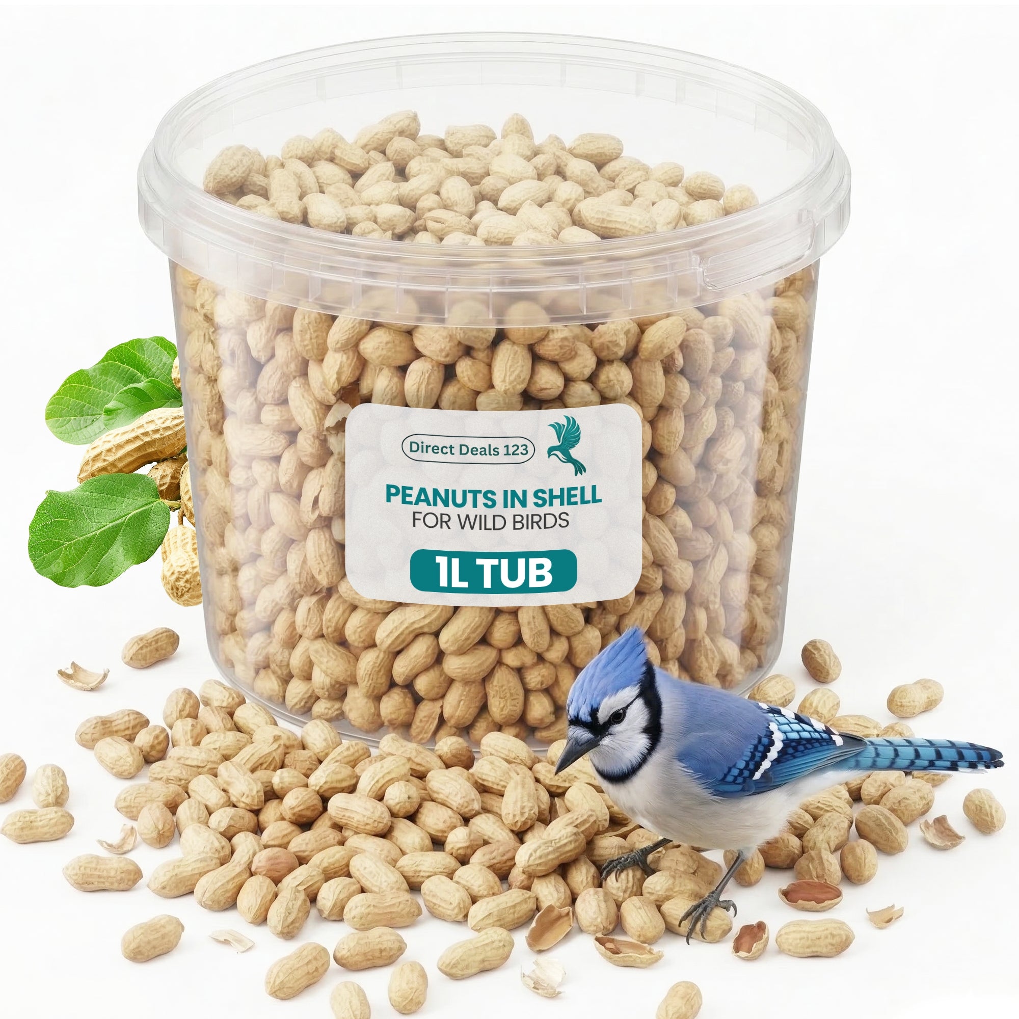 1L TUB Direct Deals 123 High-Energy Peanuts In Shell For Wild Birds