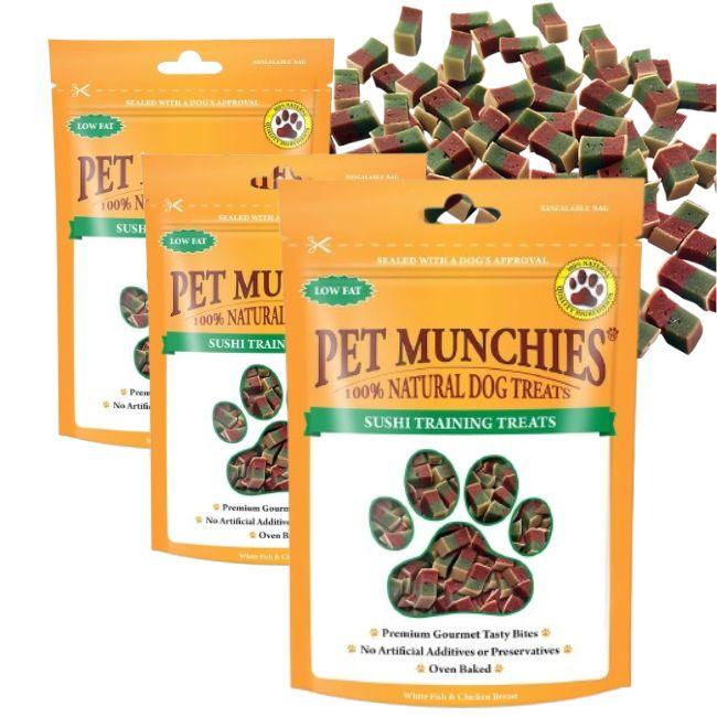 Pet Munchies Sushi Dog Training Treats, 3 x 50g Grain-Free, Natural Meat