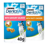 PURINA Dentalife Dental Treats for Cats | Bundle of 6 | Chicken 40g x 3 and Salmon 40g x 3
