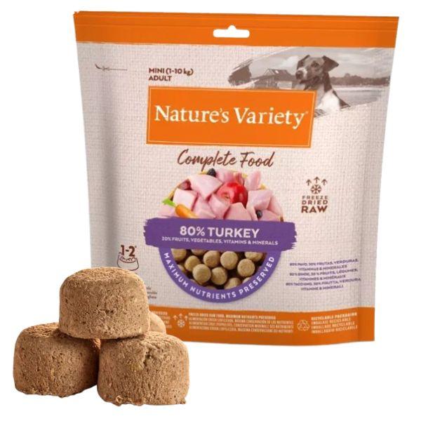 Nature’s Variety Freeze Dried Mini Dog Food 120g – High Protein Turkey Recipe, Hypoallergenic Adult Kibble, Grain Free Turkey Treats