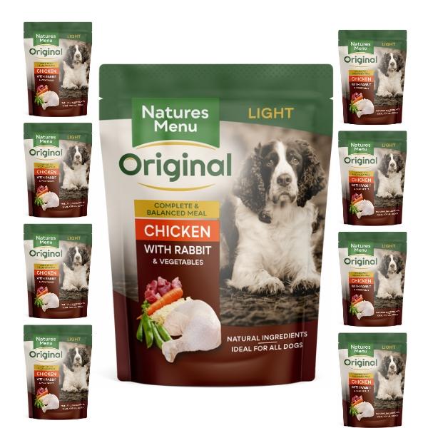 Nature's Menu Light Chicken & Rabbit Dog Food 8 x 300g – Gently Steamed Natural Meals For Adult Dogs. Lower Fat, High Protein, Grain-Free. Made With Real Meat, No Nasties. Ideal For Weight Management And Sensitive Stomachs.