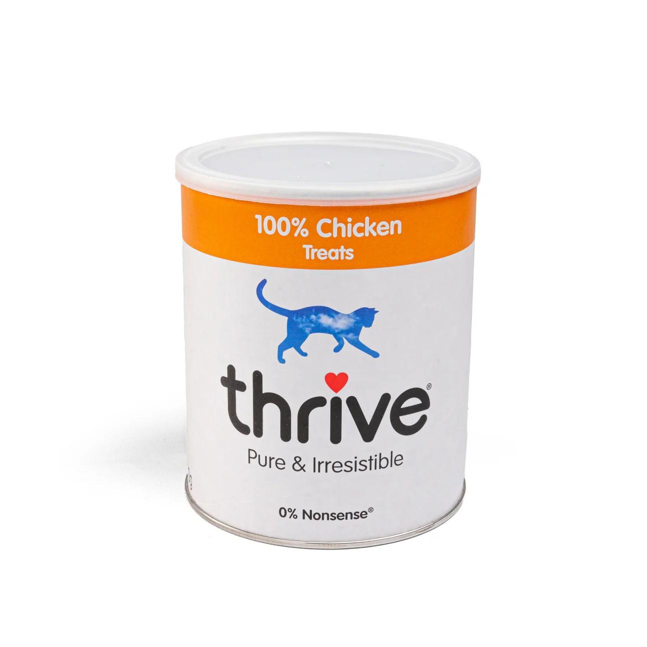 Thrive Cat Treats 170g Chicken MaxiTube – Healthy Natural Freeze Dried Cat Food, Pure Chicken Breast, Grain Free High Protein Kitten Food, Hypoallergenic Crunchy Cat Snacks, Nutritious Training Treats for Cats