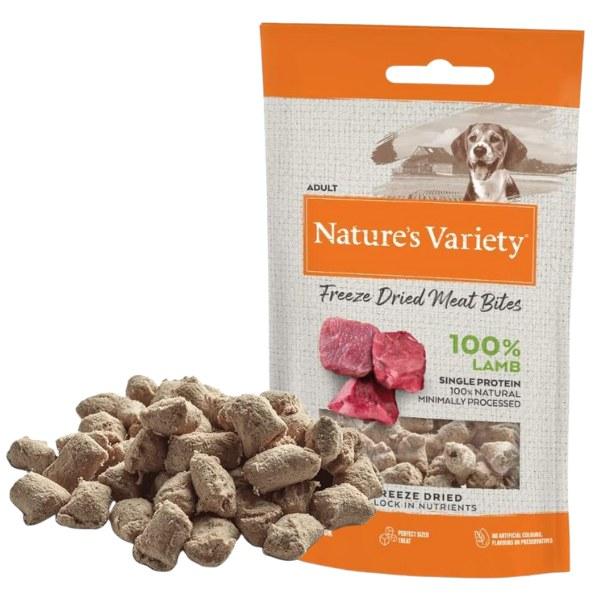 Natures Menu NATURE'S VARIETY Freeze Dried Meat Bites Lamb 12 x 20g High-Quality Natural Snack Rich Flavor Lightweight