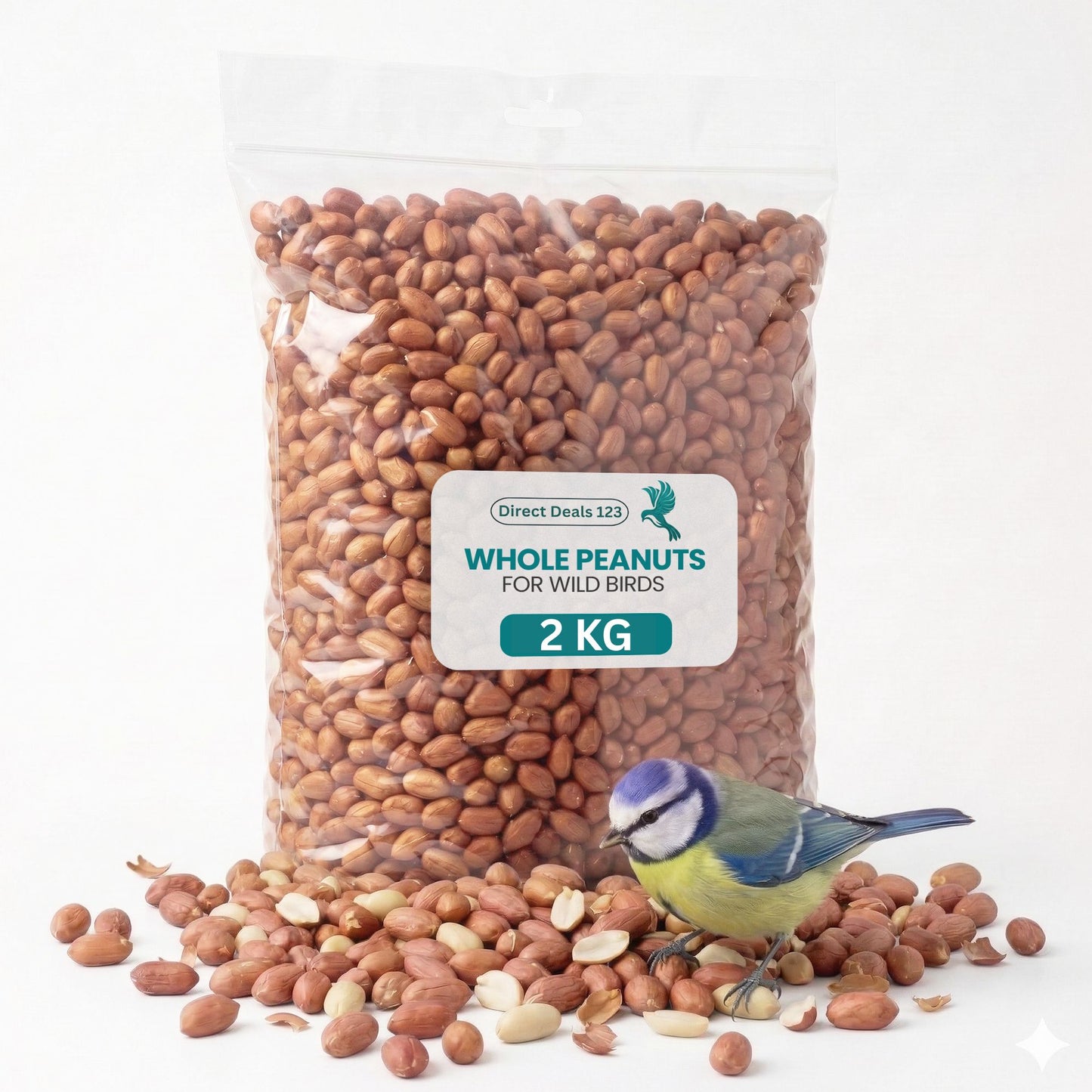 2KG BAG Direct Deals 123 High-Energy Peanuts Whole for Wild Birds