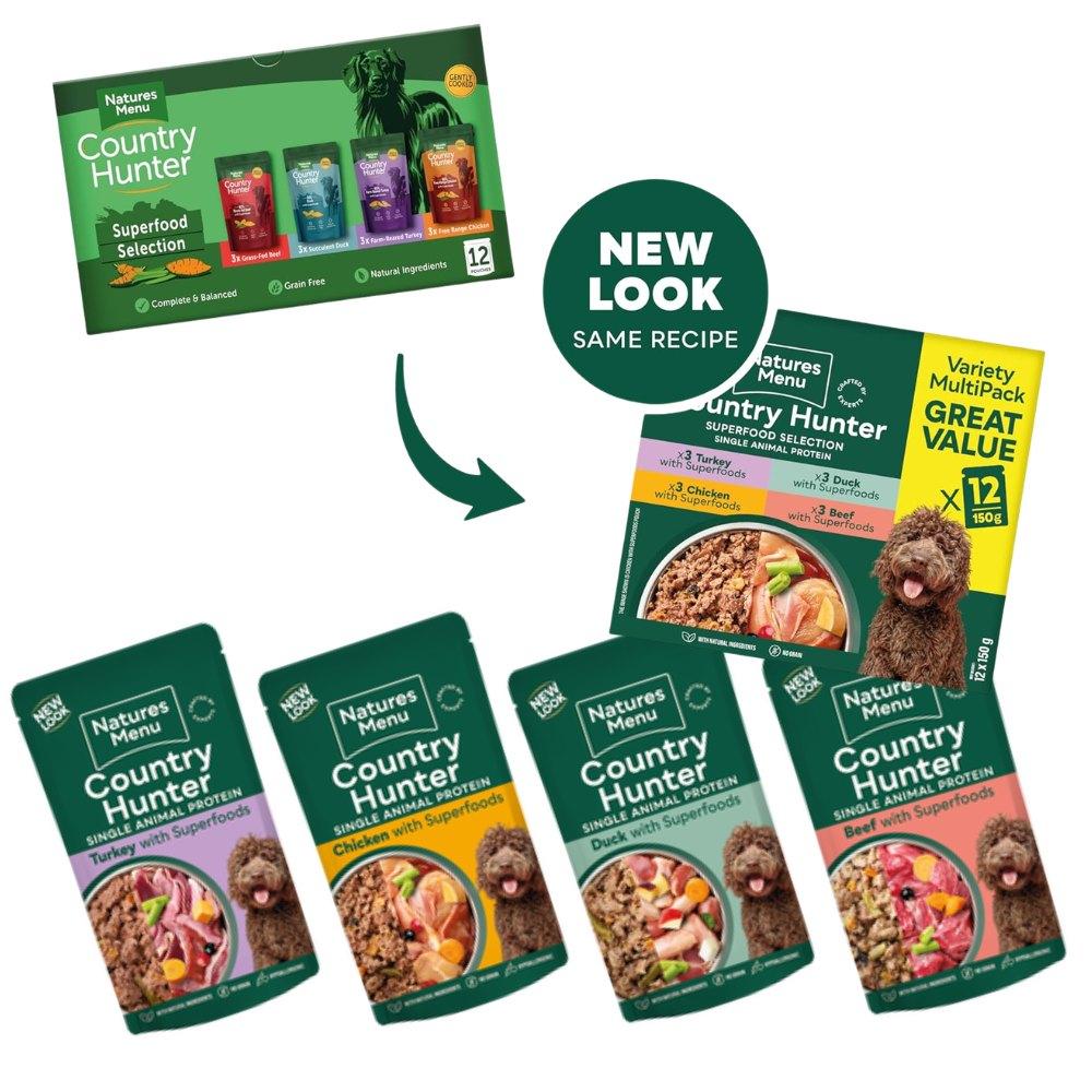Natures Menu Country Hunter Superfood Selection Pouches for Dogs 12 X 150g Variety MultiPack