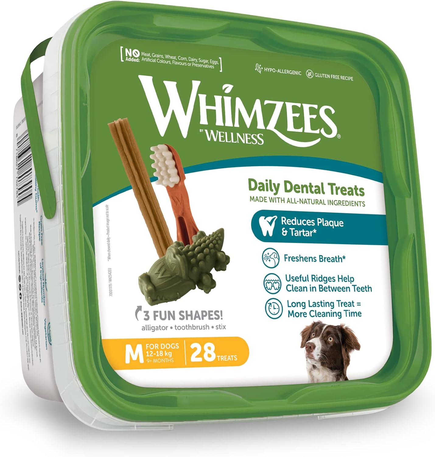 WHIMZEES Variety Box Dental M, 28 Pieces – Mixed Shapes, Size M, Dog Chews for Medium Breeds