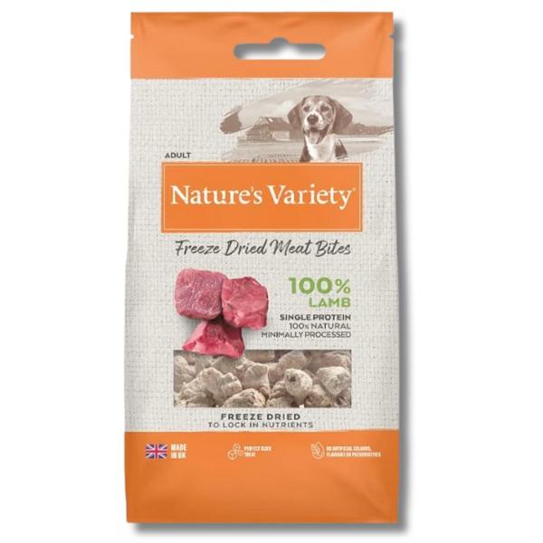 Natures Menu NATURE'S VARIETY Freeze Dried Meat Bites Lamb 12 x 20g High-Quality Natural Snack Rich Flavor Lightweight