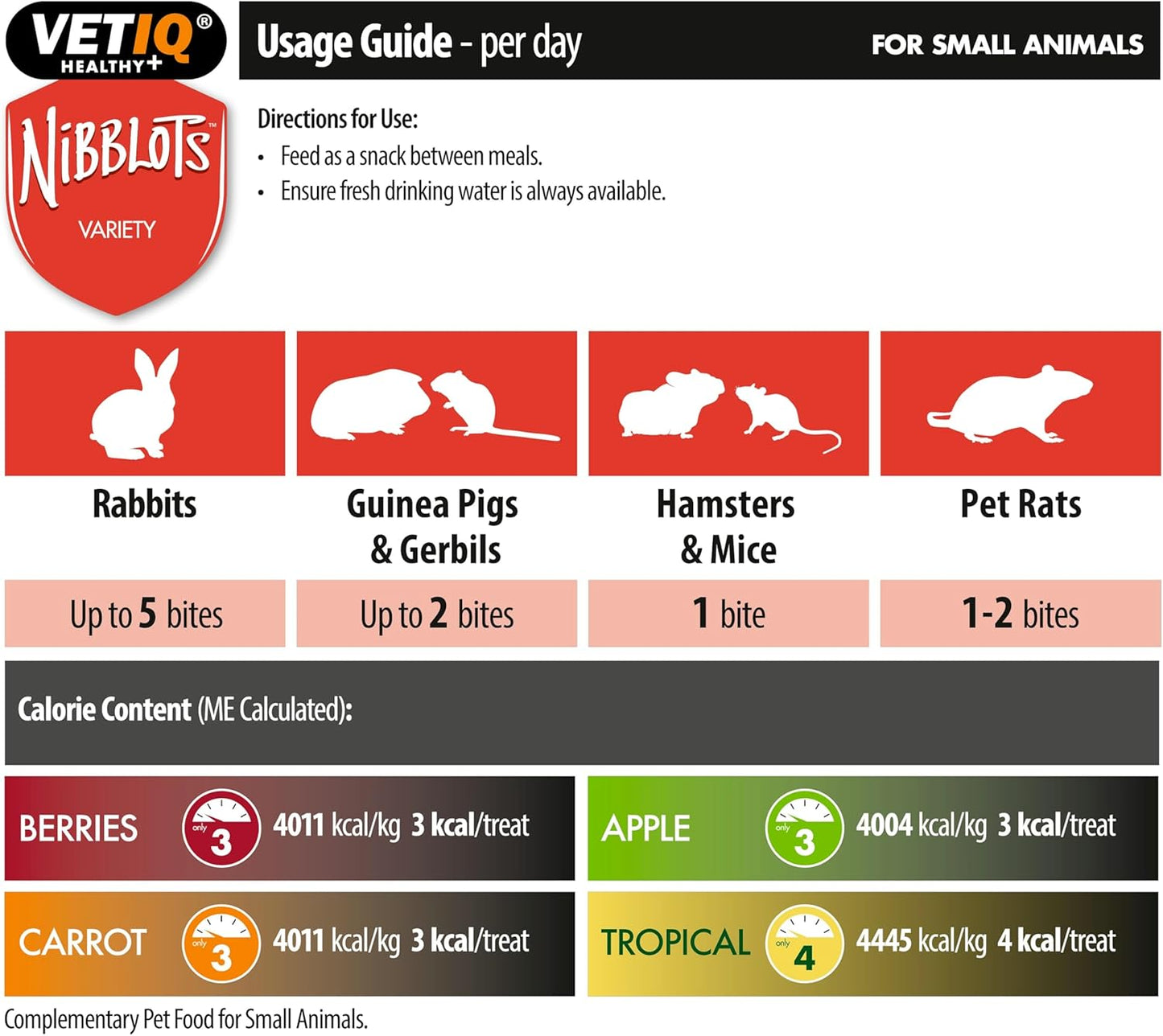 VETIQ Nibblots Treats Multi Pack with Added Vitamins in a Soft Chewy Centre for Small Animals, Suitable For Rabbits, Guinea Pigs & Hamsters, 30 g (Pack of 4)
