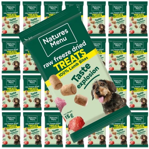 Natures Menu Raw Freeze Dried Treats 100% Lamb Bites Taste Explosion 20 x 15g Dog Snacks