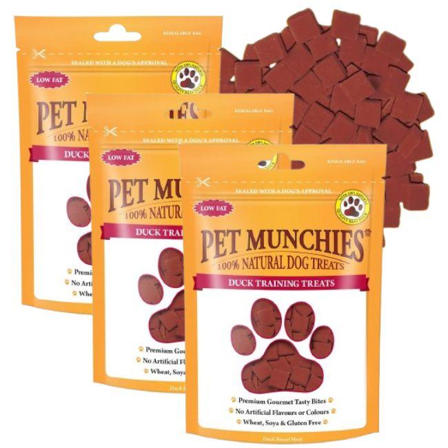 Pet Munchies – Duck Dog Training Treats, Pack Of 3 x 50g, Grain Free, Natural Real Meat – Dog Treats – Low Fat, High Protein, Ideal For Training