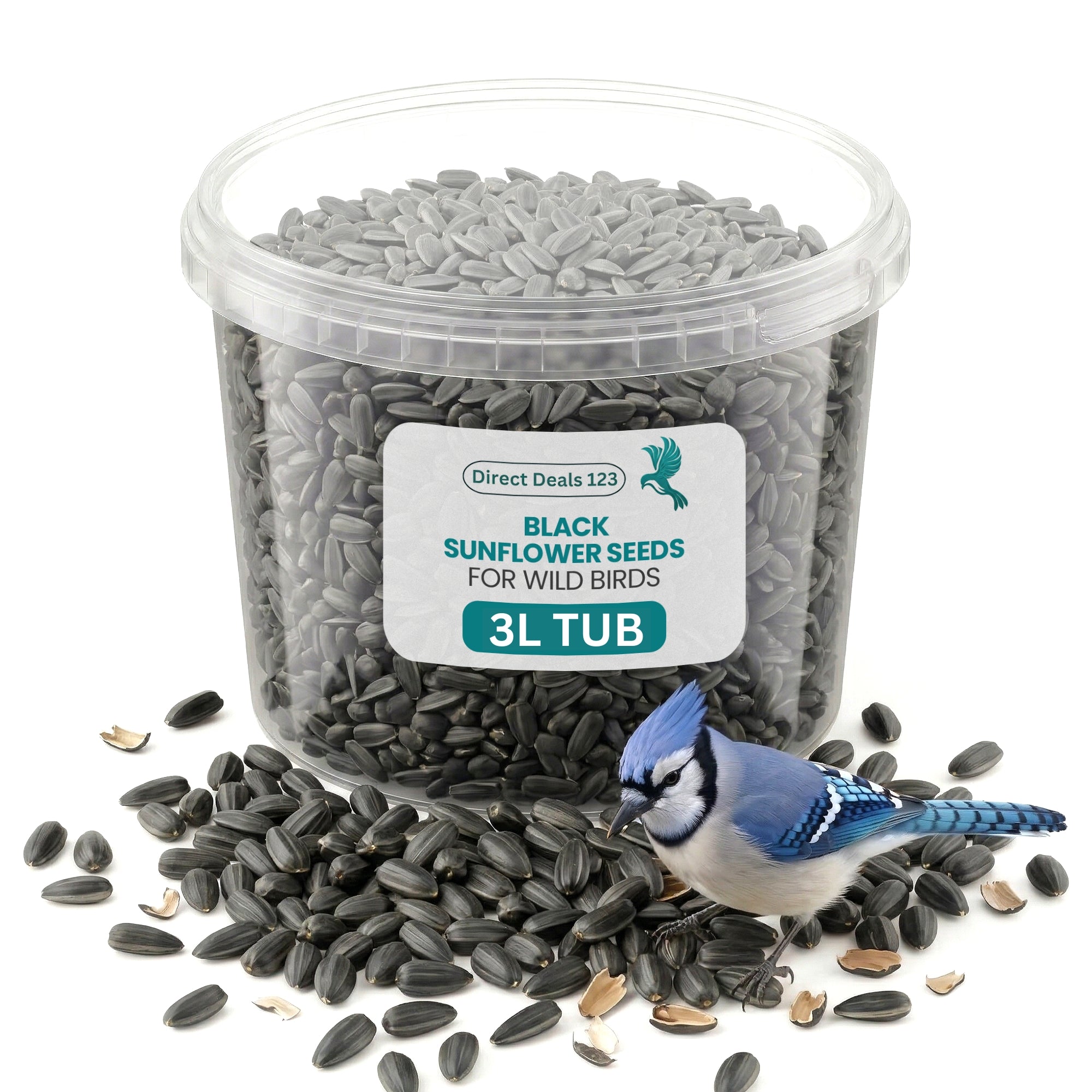 3L TUB Direct Deals 123 High-Energy Black Sunflower Seeds for Wild Birds