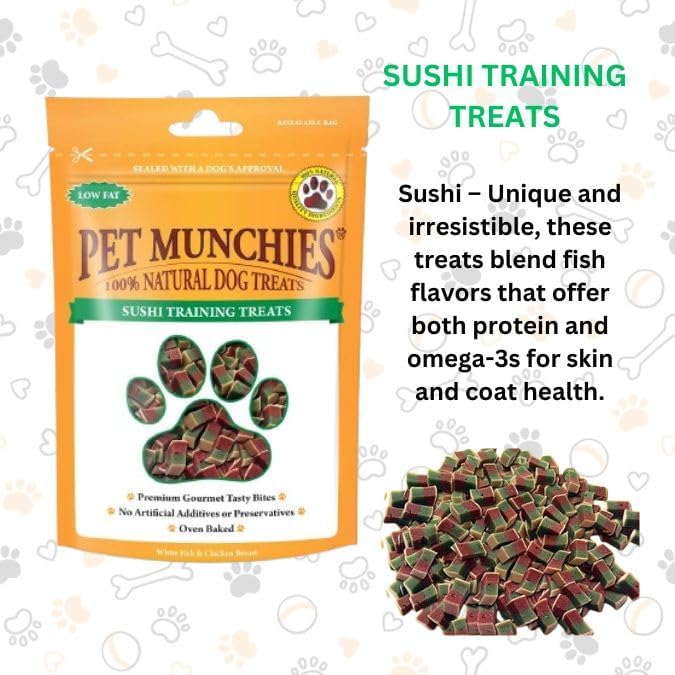 Pet Munchies Sushi Dog Training Treats, 3 x 50g Grain-Free, Natural Meat
