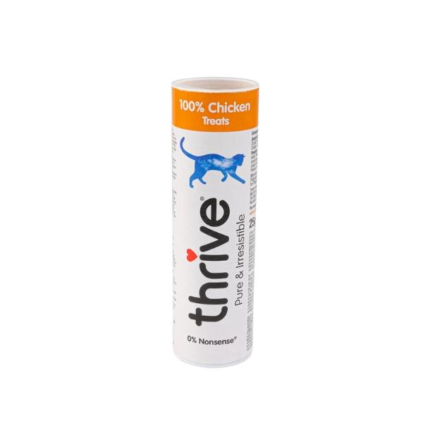 Thrive Cat Treats - 100 Percent Chicken, 12 Pack Pouches - Healthy Natural Cat Food, Grain Free High Protein Dry Cat Food, Hypoallergenic Crunchy Cat Treats, Kitten Food, Training Snacks for Cats
