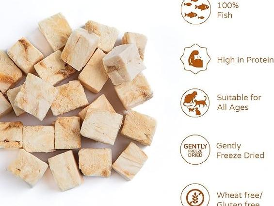 Thrive Cat Treats 110g White Fish MaxiTube – Healthy Natural Freeze Dried Cat Food, Grain Free High Protein Kitten Food, Hypoallergenic Crunchy Cat Snacks, Training Treats, Nutritious Delicious Cat Food for Cats