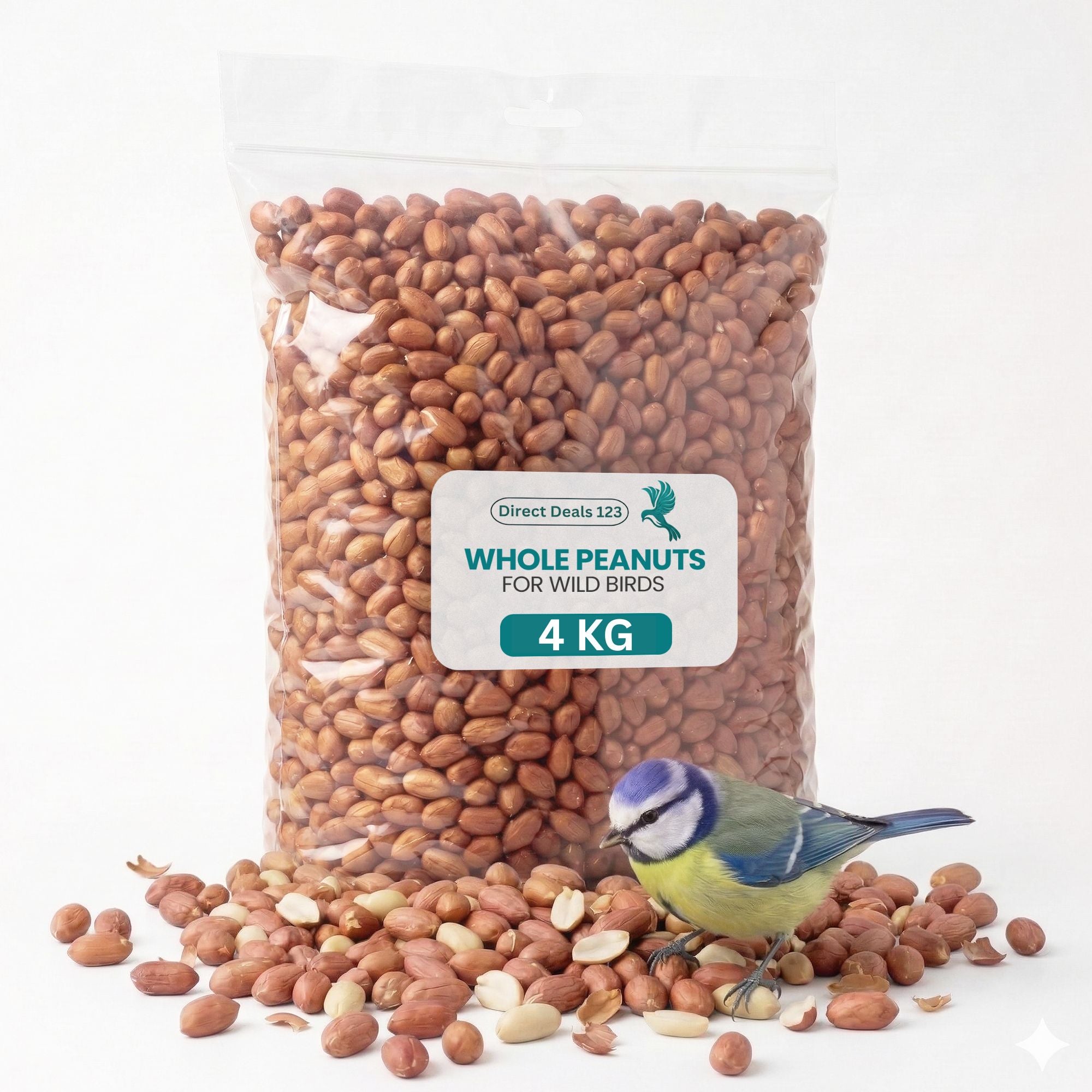 4KG BAG Direct Deals 123 High-Energy Peanuts Whole for Wild Birds