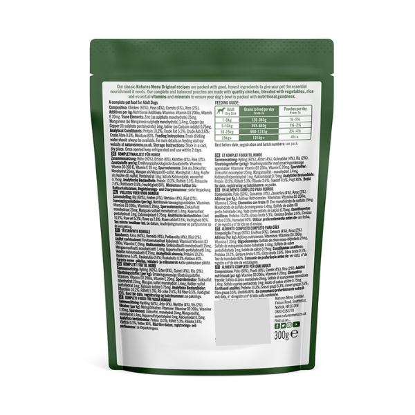 Nature's Menu Chicken with Vegetables Pouches for Dogs (8 Pack) - 300g Each dogfood label