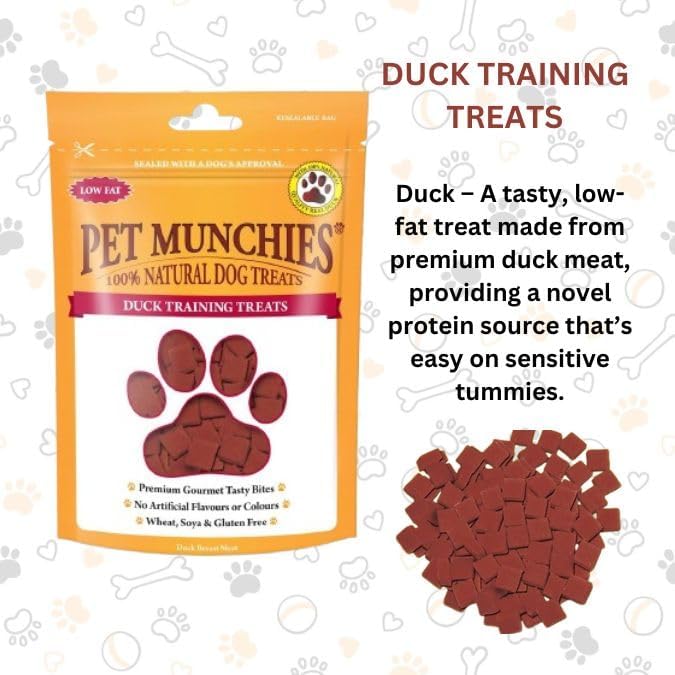 Pet Munchies – Duck Dog Training Treats, Pack Of 3 x 50g, Grain Free, Natural Real Meat – Dog Treats – Low Fat, High Protein, Ideal For Training