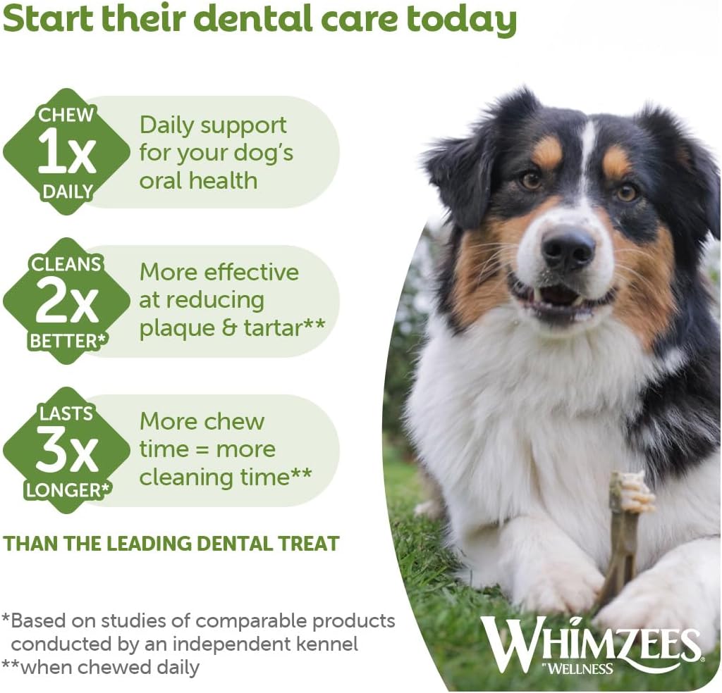 WHIMZEES Variety Box Dental M, 28 Pieces – Mixed Shapes, Size M, Dog Chews for Medium Breeds