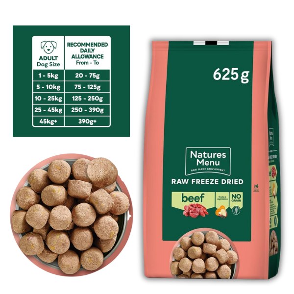 Natures Menu Freeze Dried Complete & Balanced Nuggets - Beef - 625g