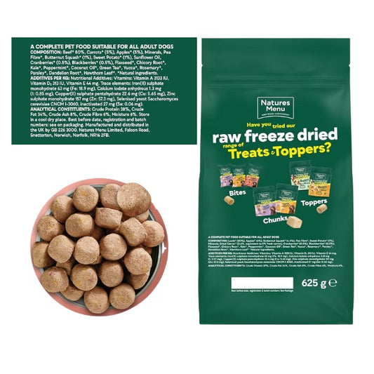 Natures Menu Freeze Dried Complete & Balanced Nuggets - Beef - 625g