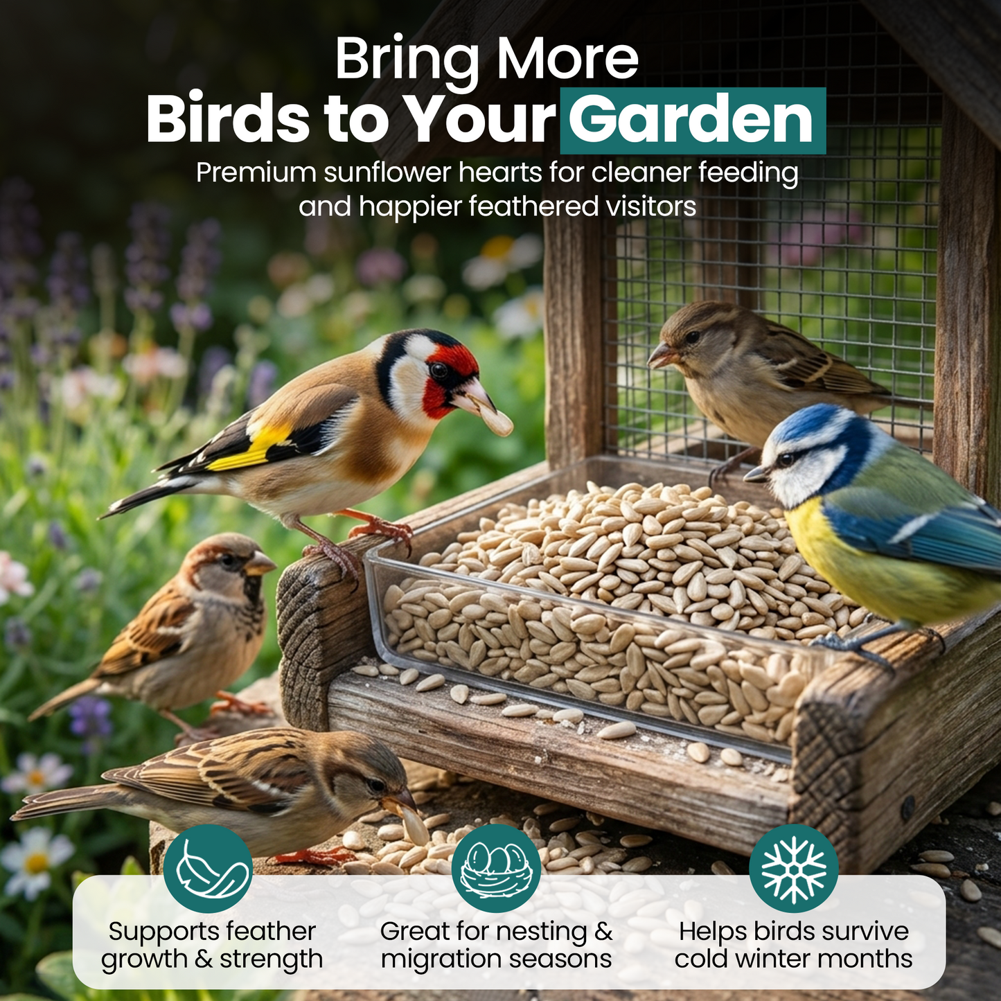 Direct Deals 123 High-Energy Sunflower Hearts for Wild Birds