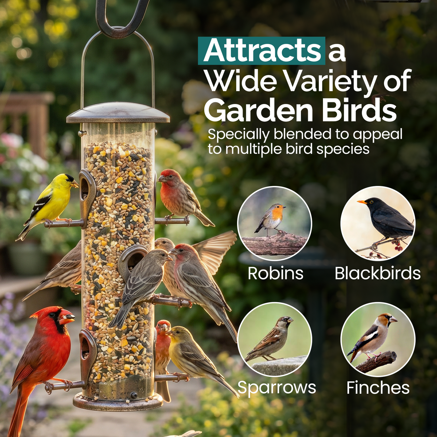 1KG BAG Direct Deals 123 High-Energy No Mess Mix Seeds for Wild Birds