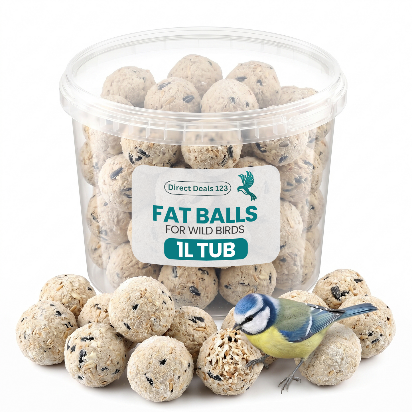 1L TUB Direct Deals 123 High-Energy Fat Balls for Wild Birds