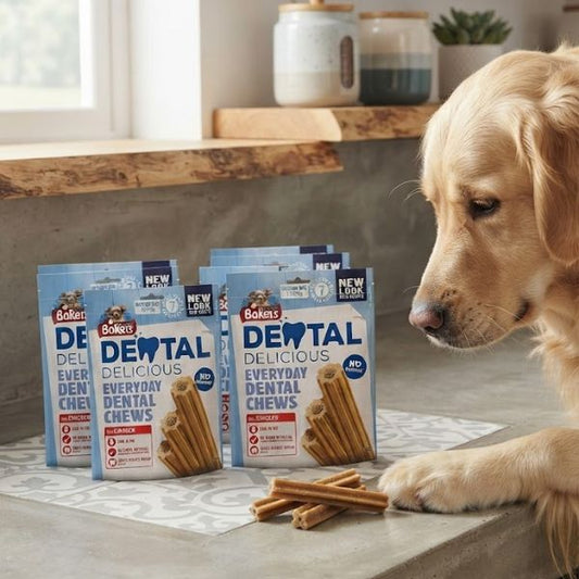 Bakers Dental Delicious Medium Dog Treats Chiclen 7 per pack (PACK OF 6)